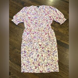 Ann Taylor Factory Floral Two-Piece Set Petite SP Top & 10P Skirt Career Church